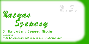 matyas szepesy business card